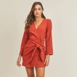 V-neck wrap mini dress
